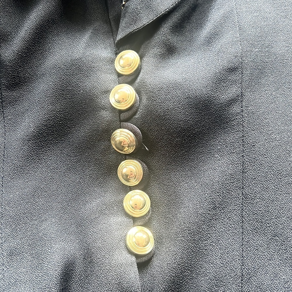 Vintage 80s Black Blazer Top With Gold Detailing By Scarlett Size 5-6 - Picture 11 of 11